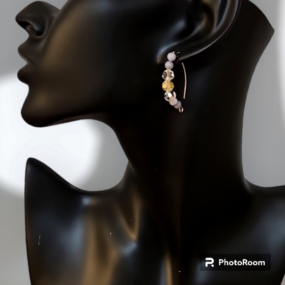 3/$30 HANDMADE Chinese Crystal Beaded Hoop Earrings - Picture 1 of 4